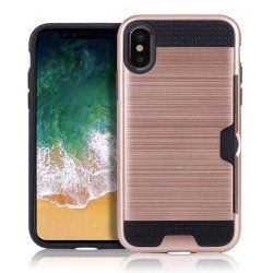 iPhone X (Ten) Credit Card Armor Hybrid Case (Rose Gold)
